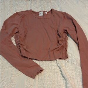 TNA Pink Ruched Crop Blouse